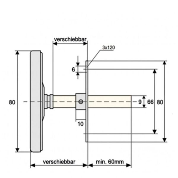 Bimetaal Wijzerthermometer 'Luchtkanaal'– Ø80 mm – Staal/Messing – -20 tot 60° C - Afbeelding 2