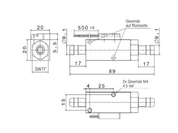 Mini Flowschakelaar voor 0.1 t/m 2.5 l/min - RVS of Messing - R1/4" of slangtule Ø8 mm - DW-K - Afbeelding 4